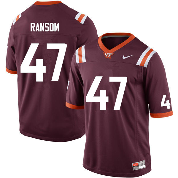 Men #47 John Ransom Virginia Tech Hokies College Football Jerseys Sale-Maroon